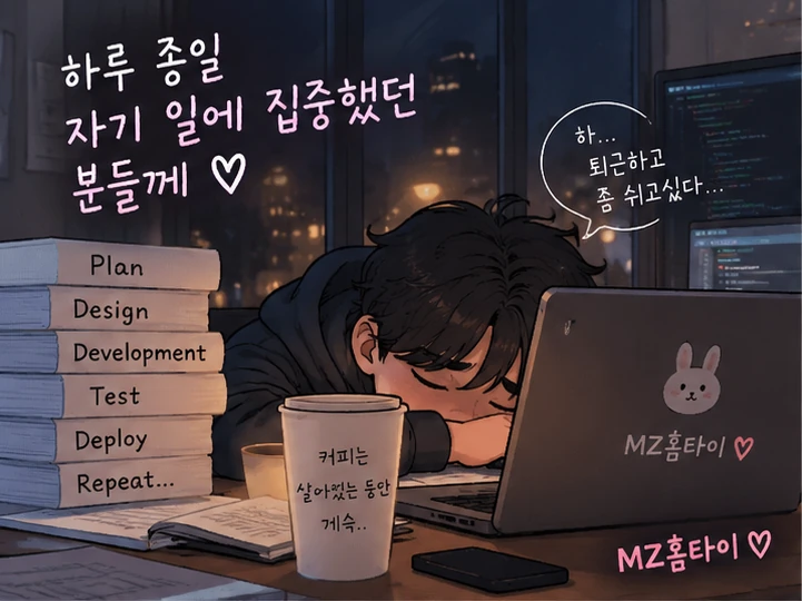 강서 출장 마사지 하루 종일 일한 직장인 휴식 일러스트