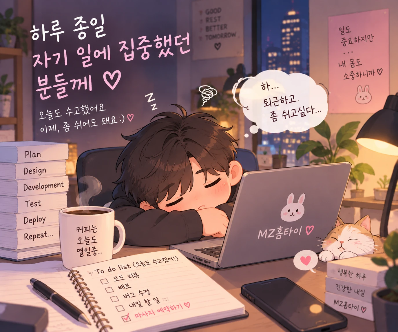 강서 출장 마사지 가산 구로디지털단지 직장인 피로 휴식 일러스트