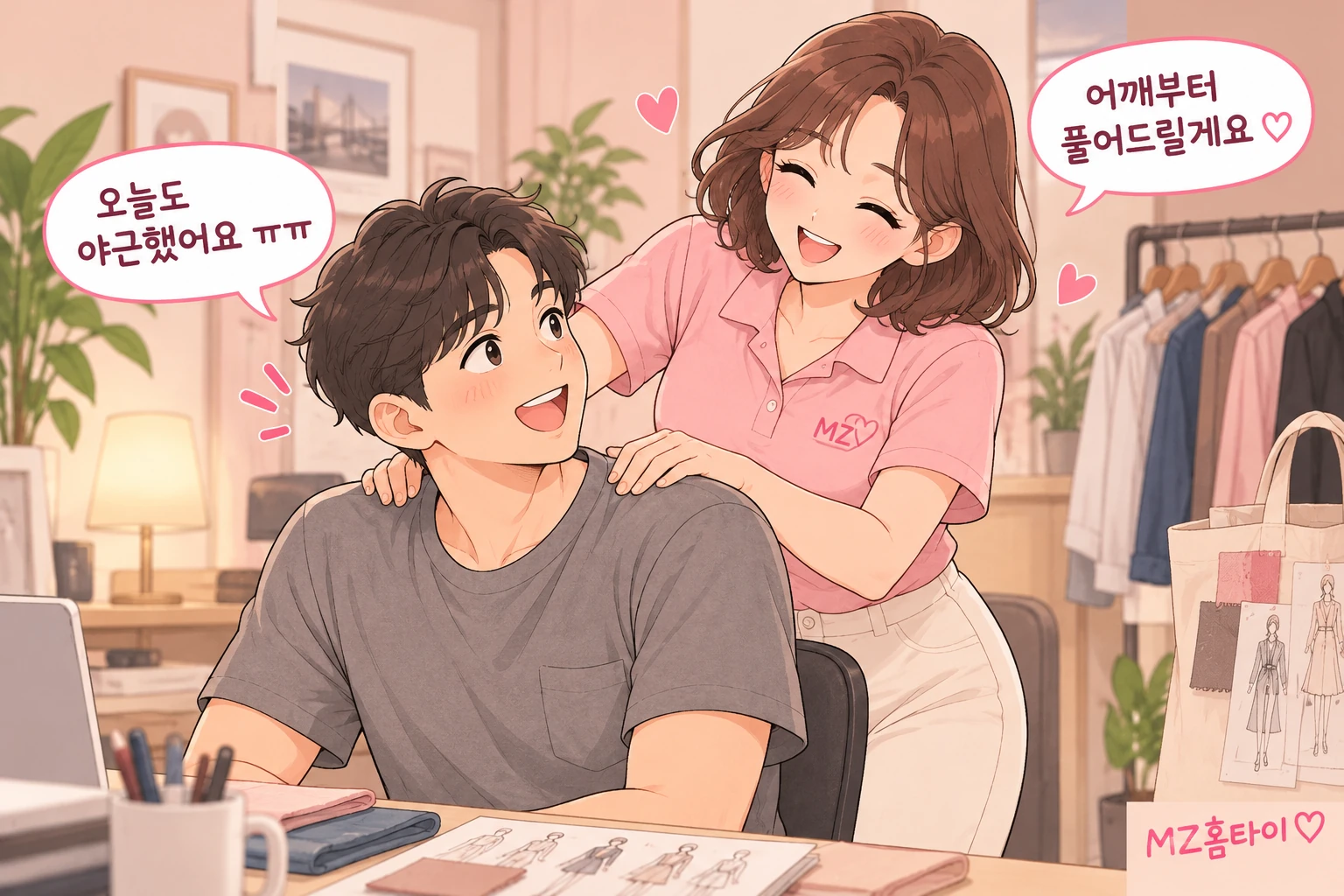 성수에서 야근하고 돌아와 어깨 관리를 받는 모습