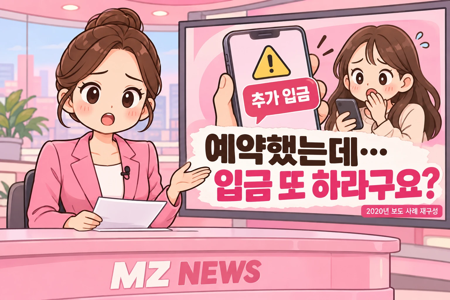 추가 입금을 요구하는 출장마사지 사기 사례를 전하는 MZ 뉴스 일러스트